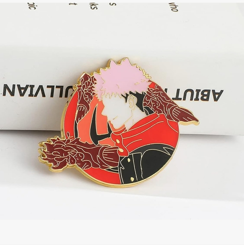 Enamel Pin Brooch — Pink Hair Red Cloak Anime Character Jiu-Jitsu Kaizen